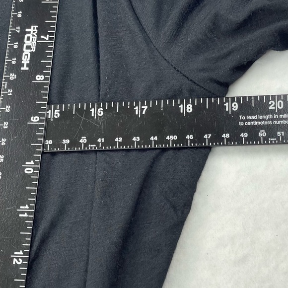 Caché Shirt Womens Medium Black Rayon Blend Faux Wrap Knit Cotton Lycra Stretch - Picture 7 of 10
